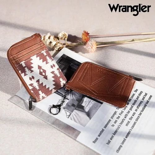 Miniatura 2 de Montana West Wrangler Aztec - Cartera para tarjetas de crédito con bolsillo con cremallera para mujer, Café Aztec-Light, Western