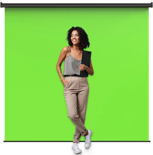 Miniatura 11 de Estilo más amplio: pantalla verde KHOMO Gear de 84 x 84 pulgadas, proyector desplegable extragrande, telón de fondo de pantalla verde, pantalla