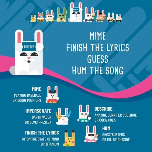 Miniatura 5 de SAVANA Bunny Hops! - Adivina, mime, canta! Juego de fiesta galardonado para familias 4 a 16 jugadores Juego para niños, adolescentes y adultos