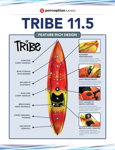 Miniatura 3 de Perception Tribe 11.5 Kayak sentado en la parte superior para diversión completa Gran almacenamiento trasero con amarres