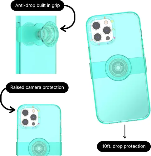Miniatura 6 de PopSockets Funda para iPhone 12 Pro Max con agarre y deslizamiento para teléfono, funda para iPhone 12 Pro Max, menta verde