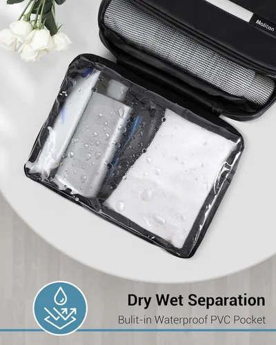 Miniatura 5 de Neceser de aseo para hombres y mujeres, bolsas de aseo grandes para viajar, bolsa de higiene compacta colgante con 4 compartimentos, bolsa de ducha