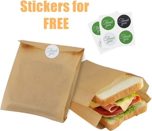 Miniatura 3 de BagDream Bolsas de papel para sándwich de 7.9 x 6.3 x 1.96 pulgadas, 200 unidades, bolsas de papel reciclables para cocina, sellables