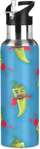 Miniatura 8 de Stainless Steel Vacuum Insulated Water Bottle 20 Oz, BPA-Free Sports Water Bottle for Gym Outdoor Travel School, Green Chili Peppers