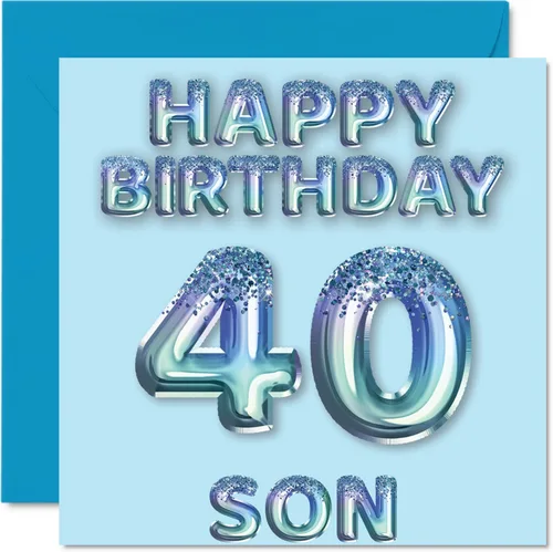 Miniatura 267 de Stuff4 Tarjeta de primer cumpleaños para niños, globo de fiesta con purpurina azul, tarjetas de feliz cumpleaños para niño de 1 año, nieto, hijo, 57