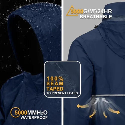 Miniatura 60 de Outdoor Ventures Chaqueta de lluvia para hombre, impermeable, ligera, plegable, para senderismo, golf, correr