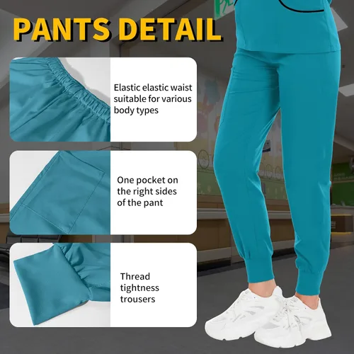 Miniatura 3 de niaahinn Conjuntos de uniforme médico para mujer, uniforme de enfermera, camiseta y pantalón deportivo, traje de trabajo de manga corta, diseño