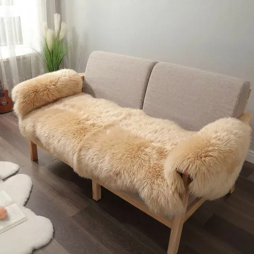 Miniatura 7 de IRIWOOL Alfombra de piel de oveja auténtica de alta calidad, piel de oveja australiana, esponjosa, de lujo, natural, de piel de cordero esponjosa