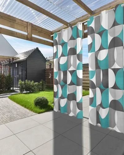 Miniatura 3 de Abstract Aqua Outdoor Curtains for Patio Waterproof Drapery, Grommet Window Curtain Drapes for Living Room, Bedroom, Doorway, Kitchen, Cafe, Porch