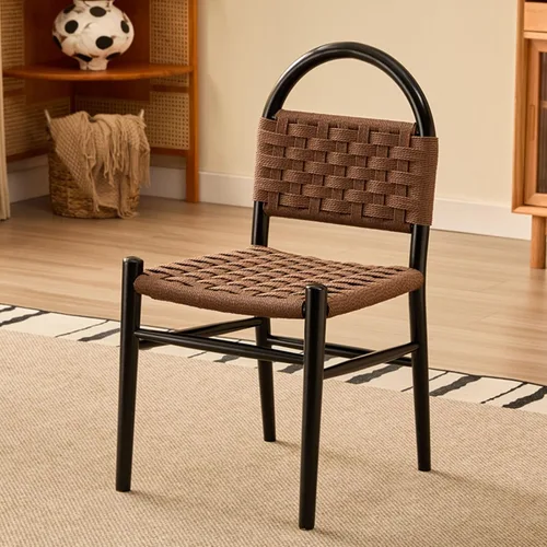 Rattan Dining Room Chairs Wooden, Woven Kitchen Chairs, Dining Room Chair with Wood Legs, Vanity Chair,Armless Side Chair for Home Bar Restaurant
