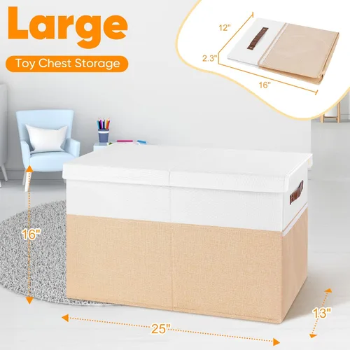 Miniatura 7 de Mabahoo Caja de juguetes grande, caja de almacenamiento plegable y resistente con tapas, organizador de almacenamiento de baúl de juguetes