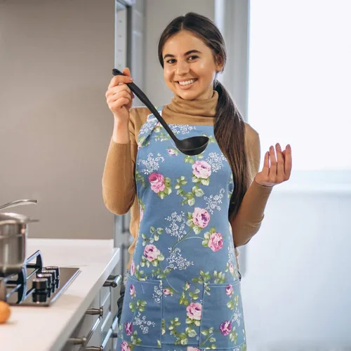 Miniatura 5 de Delantales florales para mujer, paquete de 2 delantales de cocina con bolsillos para cocinar, hornear, delantal de jardinería, regalos