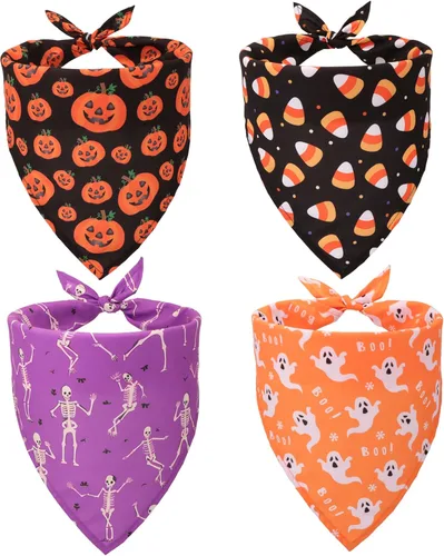 Miniatura 11 de ADOGGYGO Paquete de 4 Pañuelos de Navidad para Perros, Bufanda Triangular de Mascota, Baberos Triangulares, Conjunto de Pañuelos, Accesorios