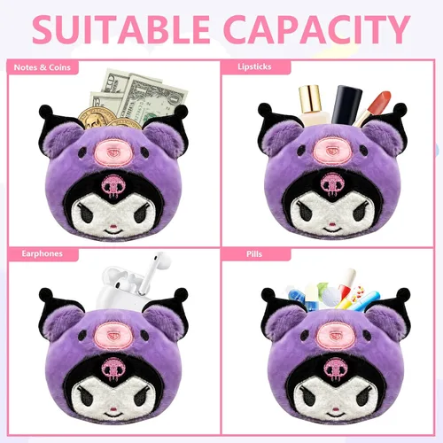Miniatura 2 de monedero kawaii, Púrpura, dibujos animados