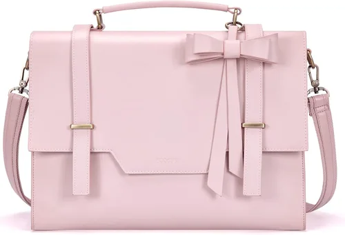 ECOSUSI Bolso de mensajero para portátil para mujer, maletín de 15,6 pulgadas para portátil Rosa