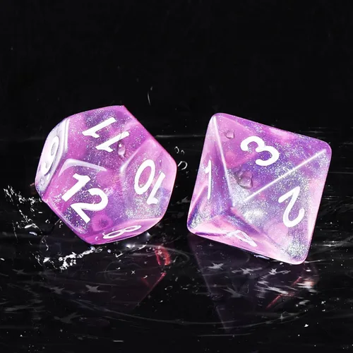 Miniatura 3 de DND - Dados transparentes rosas con purpurina que cambia de color para juego de mesa de Calabozos y Dragones, D&D, MTG, juego de dados Pathfinder