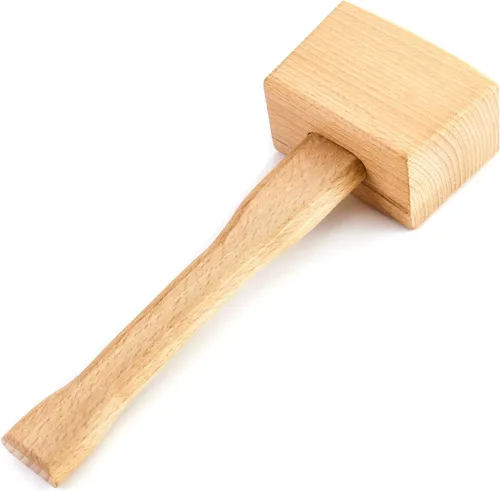 Miniatura 7 de QWORK Maza de madera, martillo manual para hielo de 9.5" de haya. Martillo de carpintero de madera maciza. Herramienta manual para carpintería