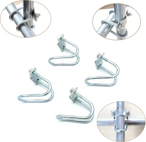 Miniatura 2 de 4 clips de tubo de acero galvanizado, hebilla de tubo cruzado, diámetro máximo del tubo de 1.3 pulgadas, tarjeta de 1.3 pulgadas, tubo de acero