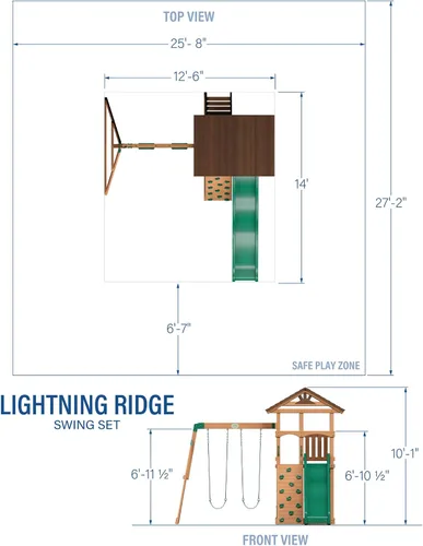 Miniatura 3 de Backyard Discovery Lightning Ridge - Juego de columpio de madera de cedro con tobogán ondulado, cubierta de juego, pared de roca, caja de arena