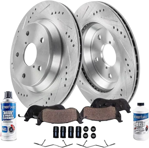Miniatura 42 de Detroit Axle - Kit de freno trasero para Honda Civic CRX Prelude Acura Integra Rotores de freno perforados y ranurados Pastillas de freno