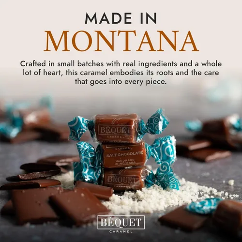 Miniatura 8 de Béquet Caramelo – Caramelo de chocolate con sal – Caramelo de caramelo envuelto individualmente – Caramelo gourmet – Hecho en Montana – Kosher