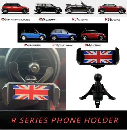 Miniatura 7 de Soporte de teléfono para automóvil, soporte de teléfono Union Jack para ventilación circular de aire para Mini Cooper Serie R soporte manos libres