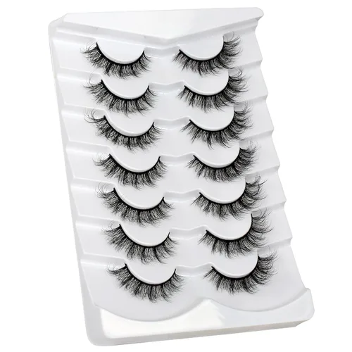 Miniatura 677 de Pooplunch - Pestañas postizas finas de visón sintético, estilo ojo de gato, naturales, cruzadas, tipo racimo, efecto 8D de volumen, tiras
