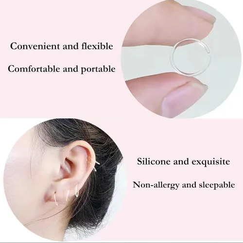 Miniatura 6 de Retenedores de plástico antialérgicos y anillos de nariz transparentes, calibre 20, unisex, para orejas sensibles y piel