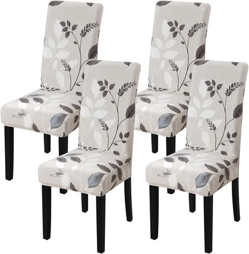 Miniatura 8 de Fundas para silla de comedor Yisun, fundas elásticas para silla de comedor, funda protectora para silla de comedor, mezcla de poliéster, Beige