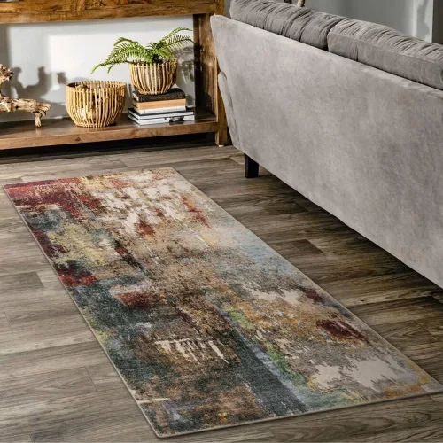 Miniatura 45 de Lahome Alfombra redonda moderna abstracta de 3 pies, color azul, lavable, de 3 x 3 pies, para cocina, entrada, suave, pequeña, antideslizante
