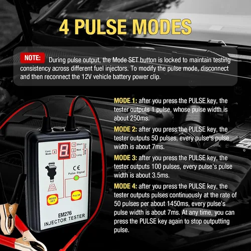 Miniatura 5 de All-sun comprobador para inyector de combustible, auto diagnóstico, 4 modos de pluse 12 V