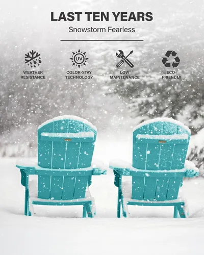Miniatura 4 de YEFU Silla Adirondack, silla Adirondack de plástico de gran tamaño, sillas plegables para exteriores con soporte para tazas, silla de césped