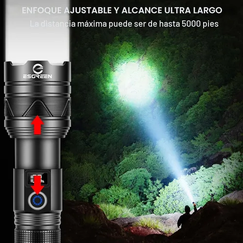 Miniatura 4 de Linternas recargables de 10000 lúmenes altos, largo alcance, 5000 pies, linterna LED súper brillante USB C, alta potencia, multifuncional