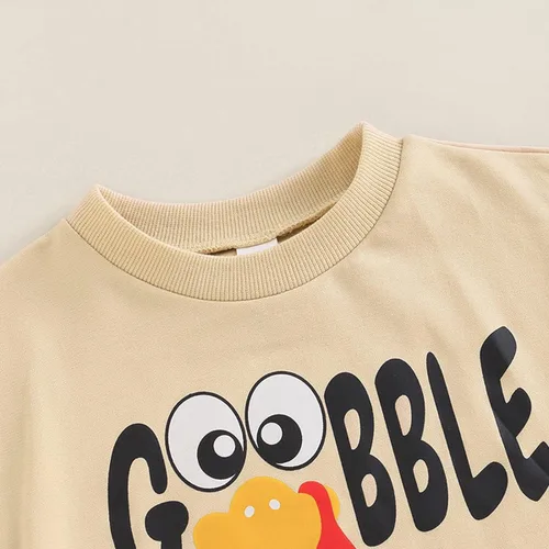 Miniatura 4 de Sudadera de Acción de Gracias para bebé y niña mameluco de manga larga con estampado de pavo y gran tamaño ropa de otoño