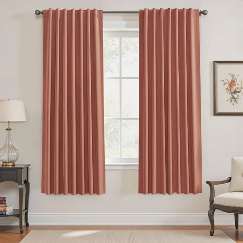 Miniatura 72 de UHITECH Cortinas opacas de 35 pulgadas de largo para sala de estar, 2 paneles, cortina opaca corta para cocina para ventanas pequeñas, cortinas