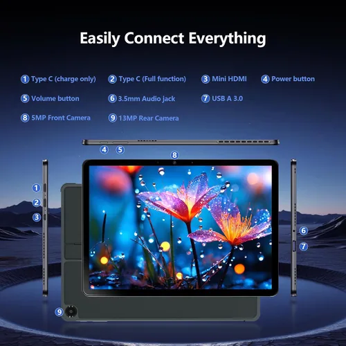 Miniatura 5 de Tableta/computadora portátil 2 en 1 de 10.1", 12 GB de RAM+256 GB SSD, portátiles con pantalla táctil con lápiz óptico y teclado, procesador