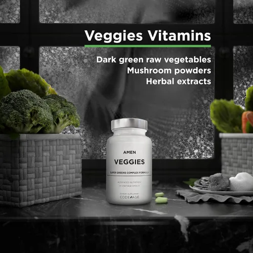 Miniatura 3 de Amen Veggies, Suplemento de vitaminas diarias de verduras, mezcla vegana de verduras y cápsulas multivitamínicas de verduras crudas integrales
