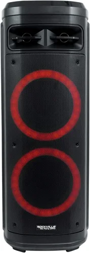 Miniatura 9 de Rockville Go Party ZR10 Altavoz Bluetooth portátil dual de 10 pulgadas y 1000 W, luces LED, micrófono UHF, estéreo TWS, perfecto para fiestas