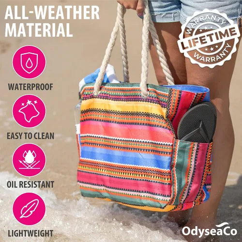Miniatura 5 de Odyseaco bolsa de lona impermeable para playa. Tamaño grande