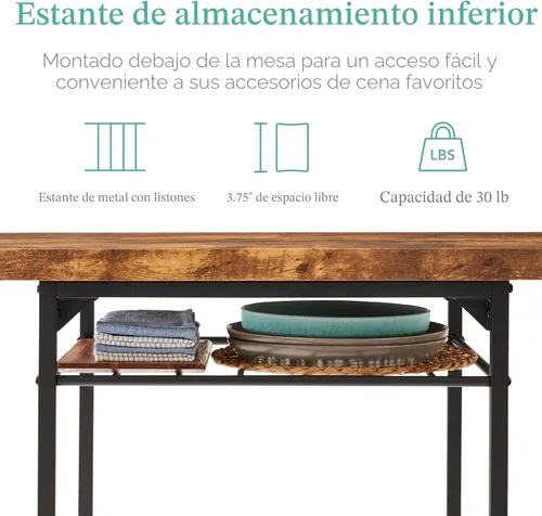 Miniatura 4 de Best Choice Products Juego de comedor moderno de 3 piezas, comedor que ahorra espacio para cocina, comedor, espacio pequeño con marco de acero