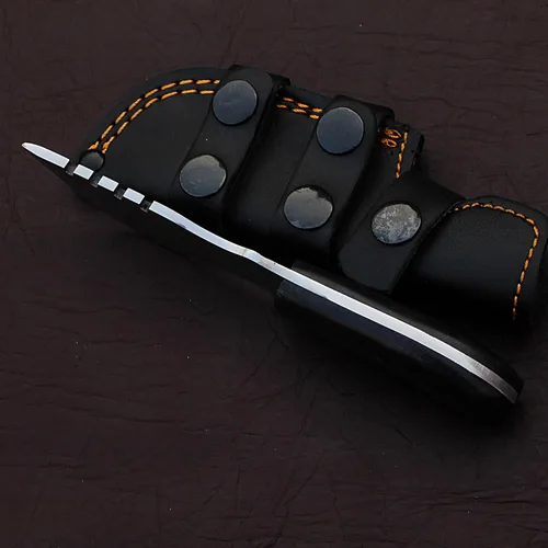 Miniatura 7 de Cuchillo de seguimiento hecho a mano, cuchillo de caza de hoja fija de espiga completa con funda, cuchillo de transporte horizontal, cuchillo