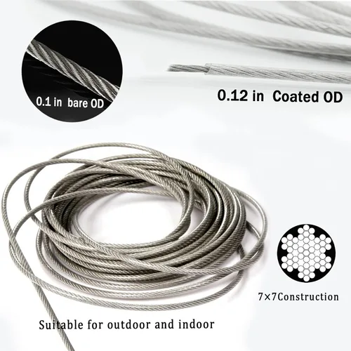 Miniatura 3 de MHY Tendedero pesado de 32 pies, línea de ropa de acero inoxidable 304 para exteriores, cuerda de alambre resistente con sistema retráctil, cuerda
