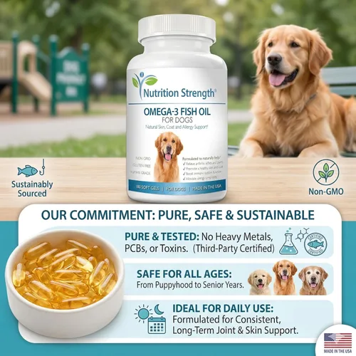 Miniatura 2 de Omega 3 - Geles suaves de aceite de pescado para perros con ácidos grasos EPA y DHA para el corazón, la piel, el pelaje y la alergia, suplemento