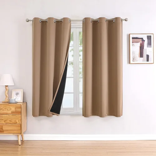 Miniatura 30 de ChrisDowa - Cortinas 100% opacas, para dormitorio, con forro negro, 2 capas gruesas, aislamiento térmico y ojales, 63 pulgadas de largo, juego de 2