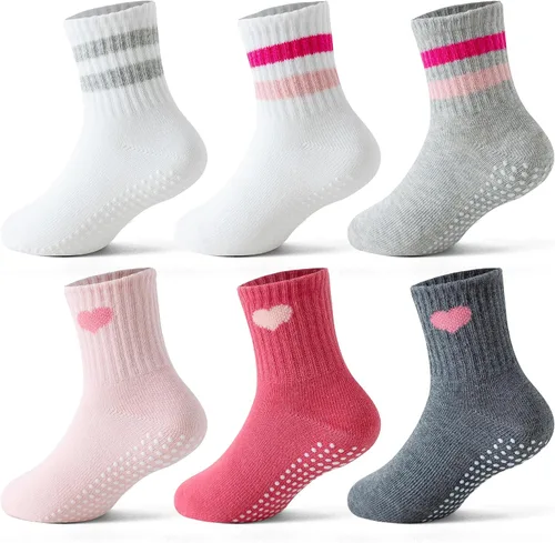 Calcetines para niña pequeña con agarre loco para niños, calcetines antideslizantes y bonitos de 0-6 6-12-18 meses 1-3T 4T 5T