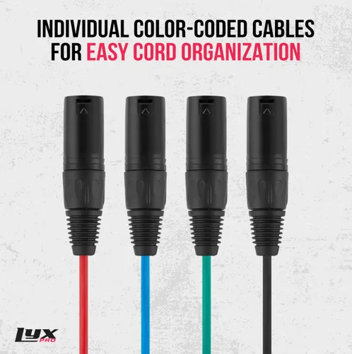 Miniatura 4 de LyxPro XLR 3 pies de cable de audio de 4 canales de 3 pines de red múltiple para conexión hembra de escenario y estudio de grabación, excelente