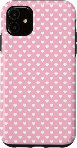 Miniatura 8 de Funda para iPhone 11 Pro Max con diseño de corazones, color rosa claro, blanco y rosa claro para mujeres y niñas