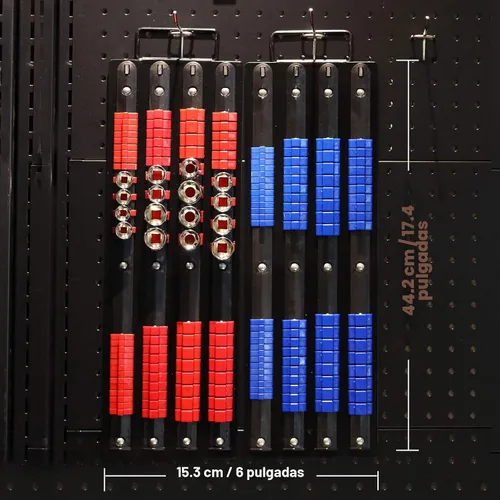 Miniatura 4 de Mayouko Bandeja organizadora portátil de 80 piezas, juego de 2 piezas, azul y rojo, organizador de herramientas de 1/4 pulgadas, 3/8 pulgadas, 1/2
