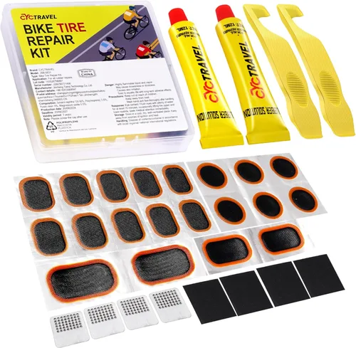 Miniatura 8 de Bike Tire Repair Kit, Bicycle Inner Tube Puncture Patch Kits with 20 PCS Vulcanizing Patches, User Manual, Metal Rasp and Tire Lever, Bike Patch Kit