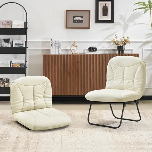 Miniatura 2 de Furniliving Silla plegable 3 en 1 para leer, descansar y jugar, silla de campamento portátil con marco de metal, cómoda silla de lectura